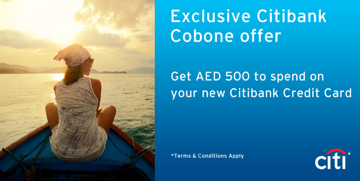 Citibank credit card + AED 500