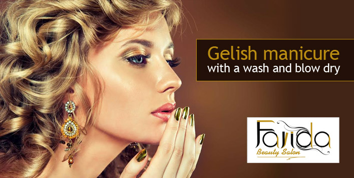 Gelish manicure+ wash & blow dry