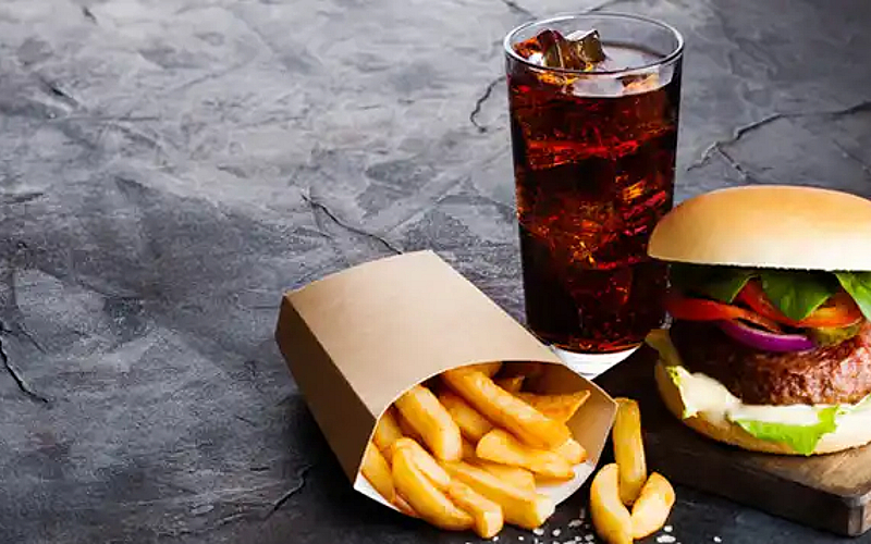 With French fries & soft drink