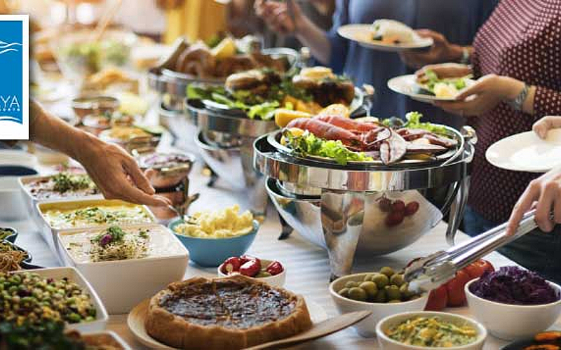 Buffet with juices and soft drinks