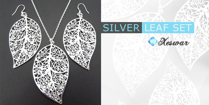 .925 Silver Leaf Jewellery Set
