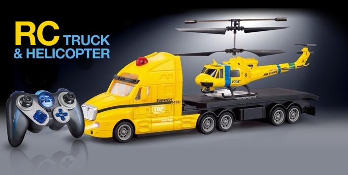 truck with helicopter toy