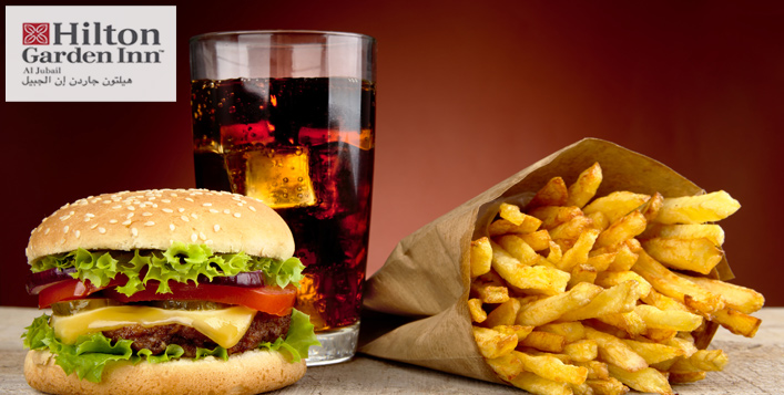 with fries and soft drink