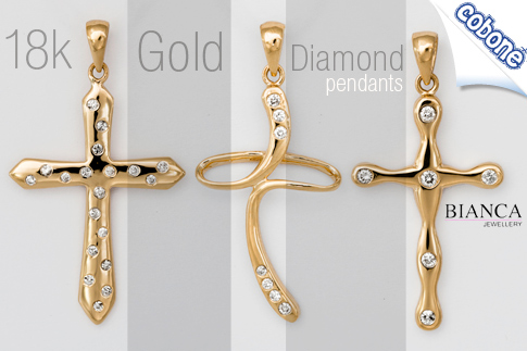 18 Karat Gold and Diamond Cross Pendant 