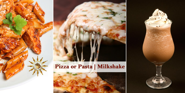 Pizza or Pasta & Creamy Milkshake