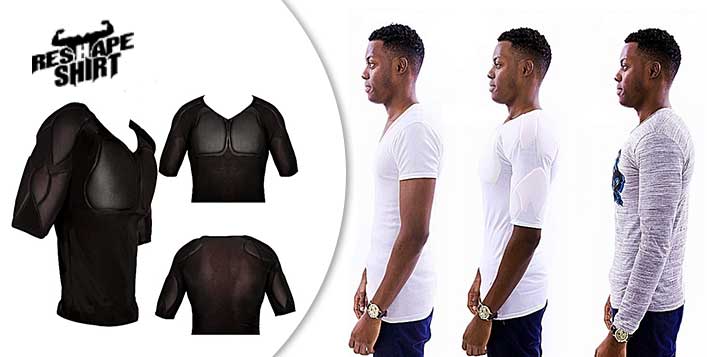 V-shaped neck undershirt for a muscular look