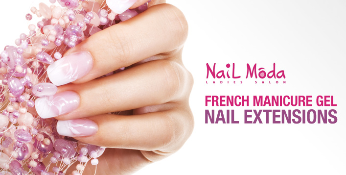 French Manicure Gel Nail Extensions